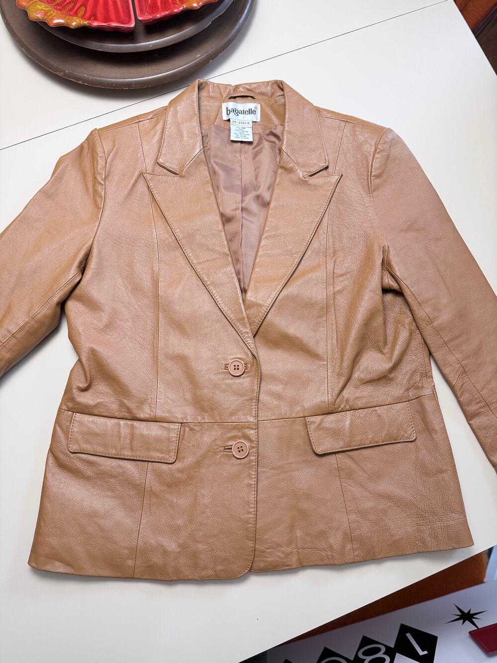 Bagatelle Tan Genuine Leather Blazer Jacket Women’s 14P